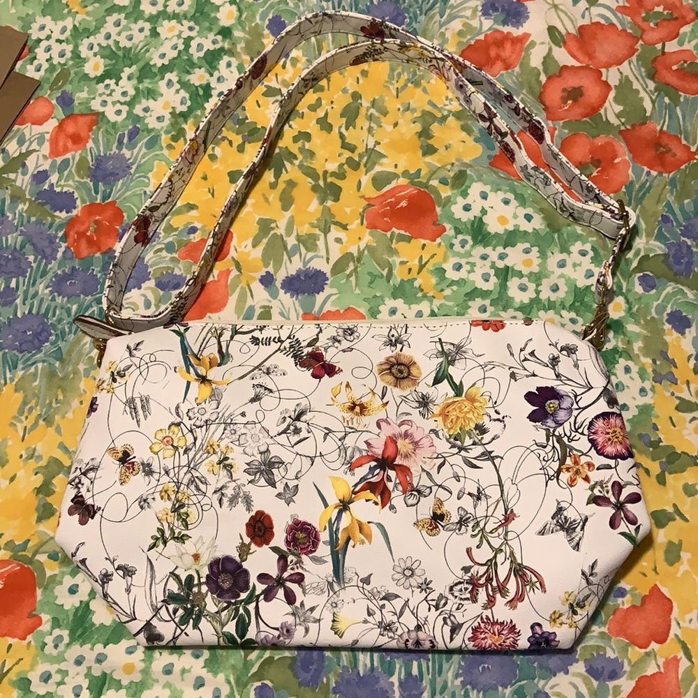 Butterfly Floral Purse w/ Adjustable Strap AS IS